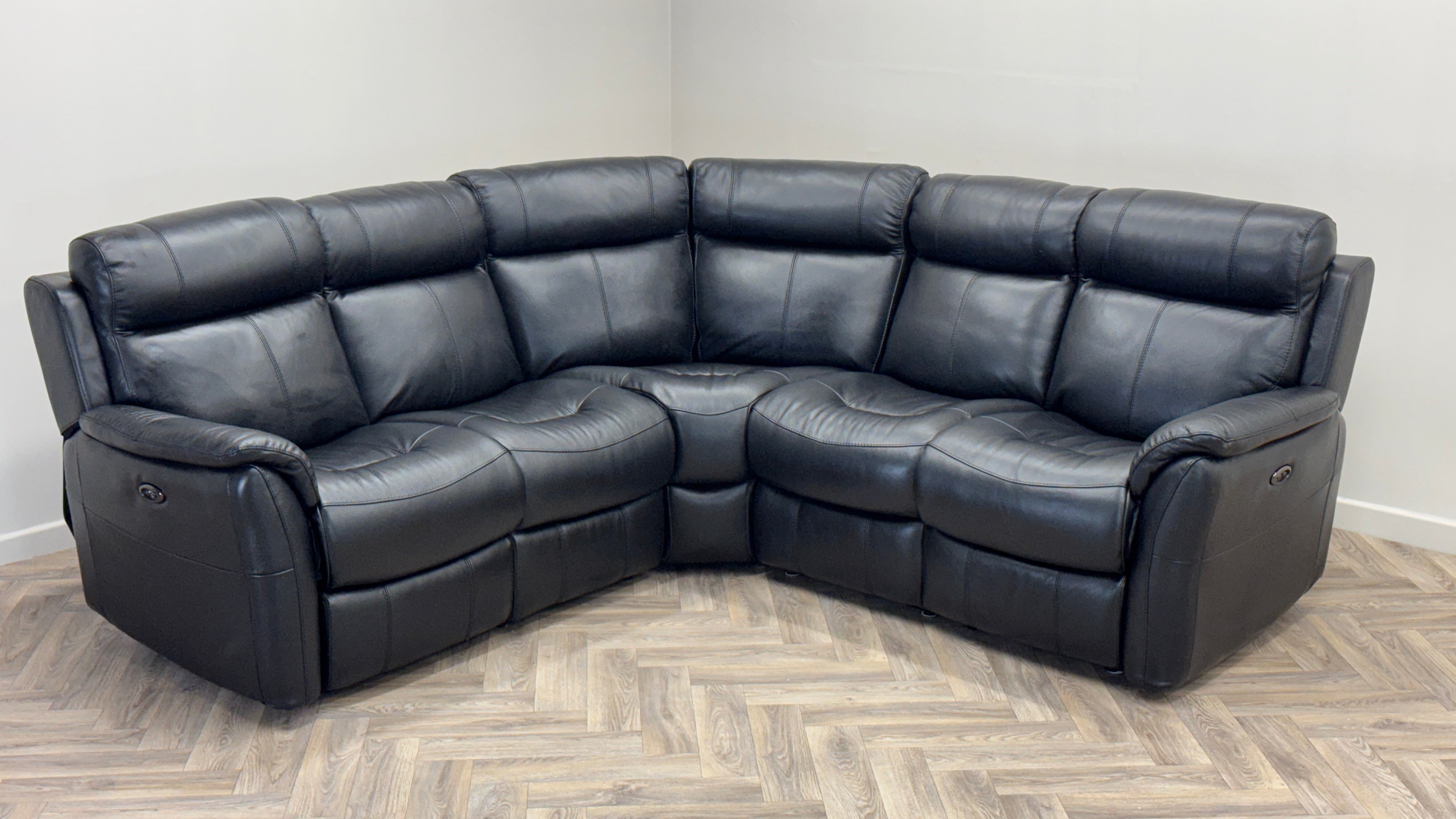 2 Corner 2 Sofa Power Recliner Black Leather