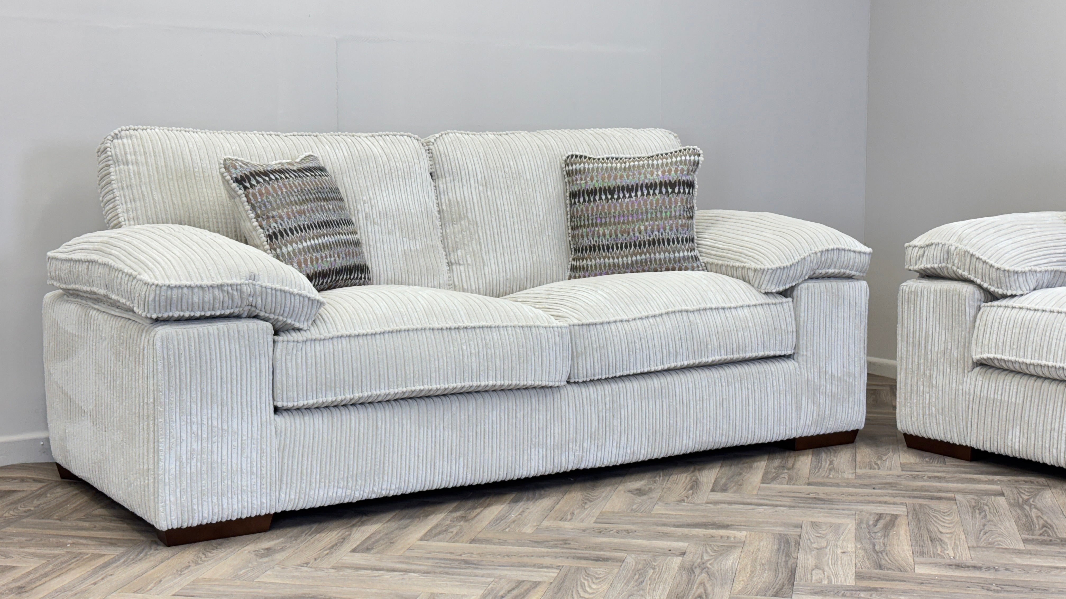 Casey 3 & 2 Seater Sofa Cream Jumbo Cord Fabric