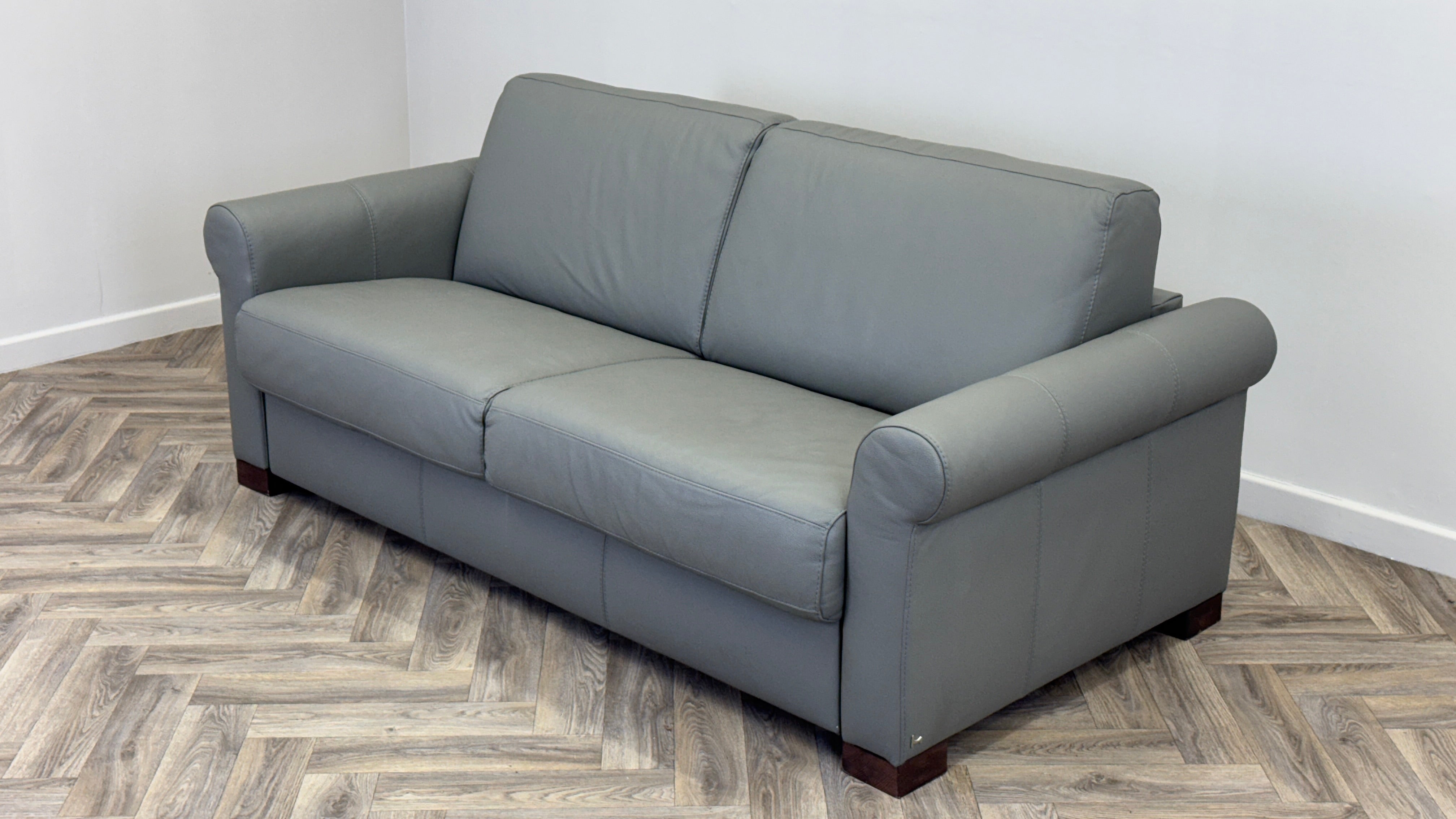 2.5 Seater Leather Sofa Bed with Scroll Arms - Nicolleti