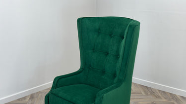 Throne Accent Chair High Back Aqua Clean  Varenna Forest Green Fabric