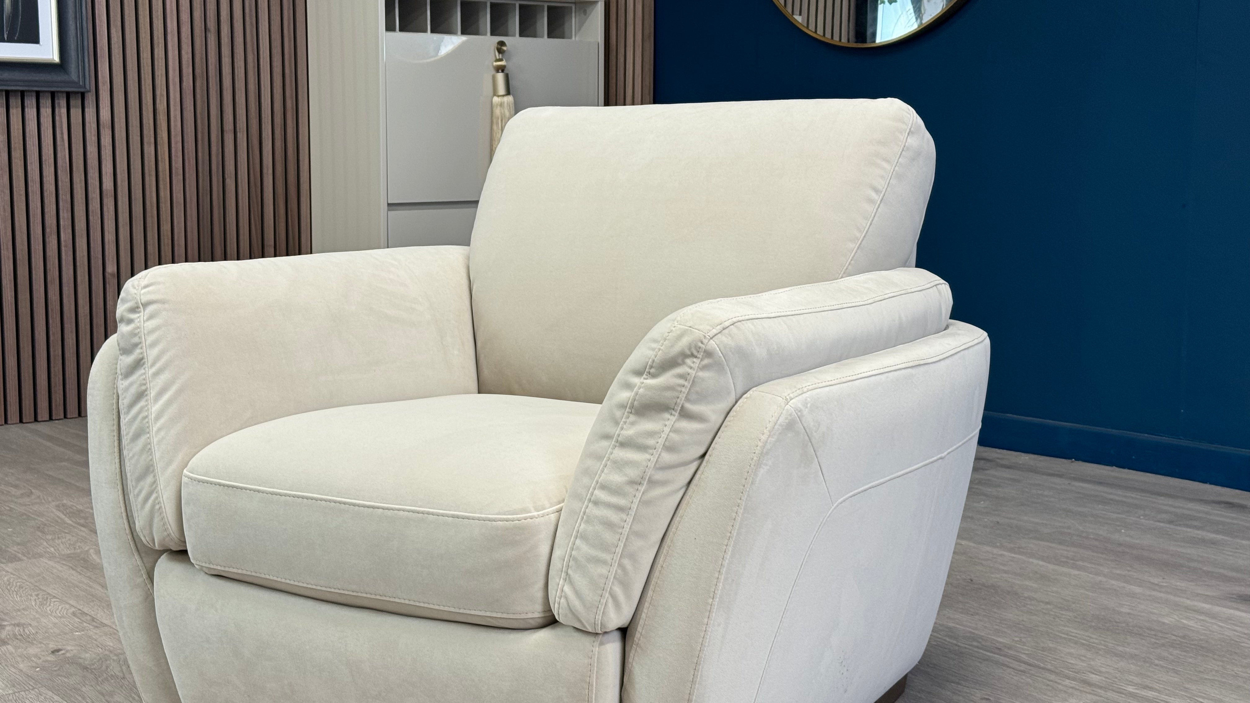 Amalfi Chair Natuzzi Beige Velvet Fabric - Oak Furniture land