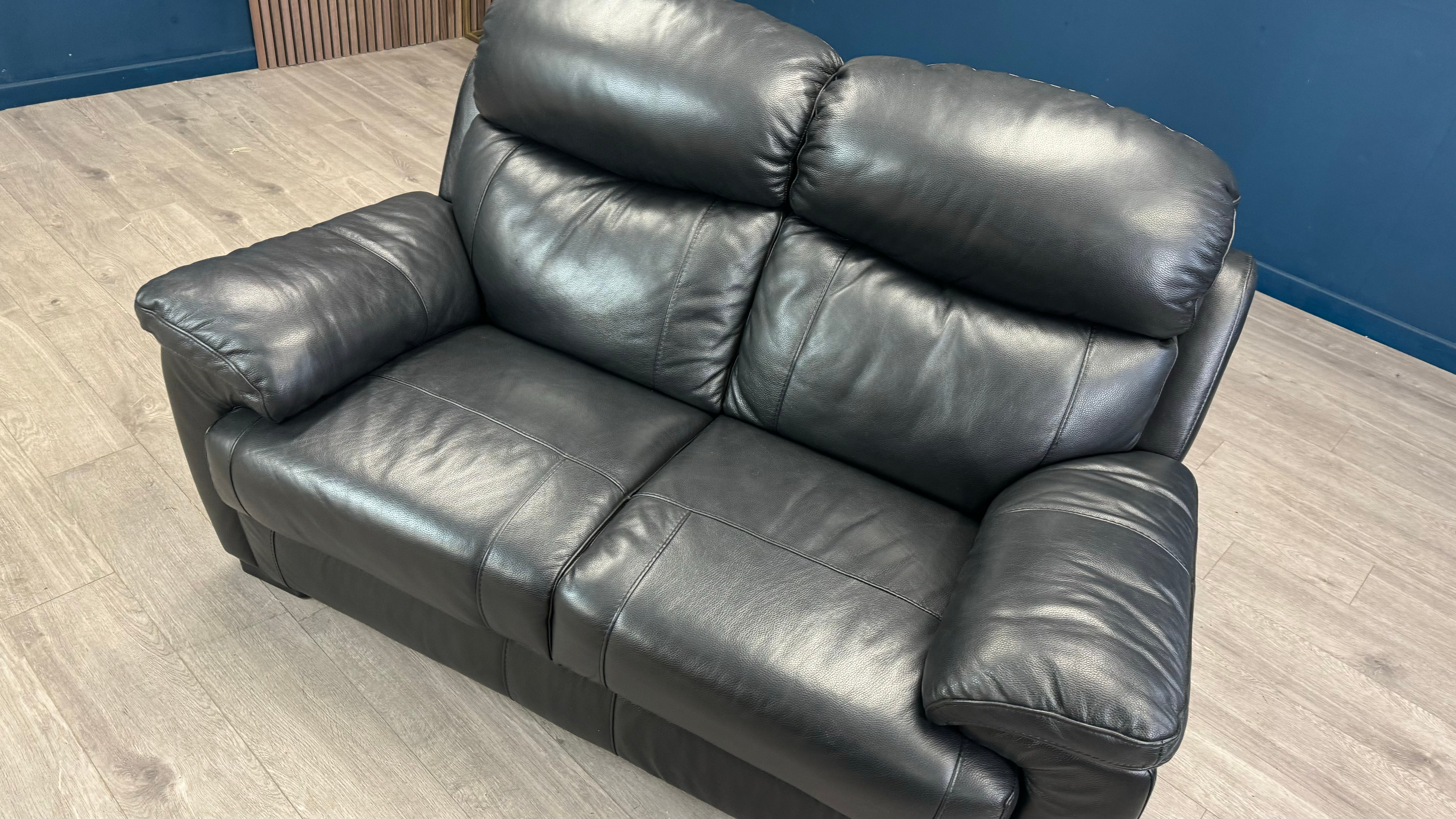 Grayson 2 Seater Black Leather Sofa