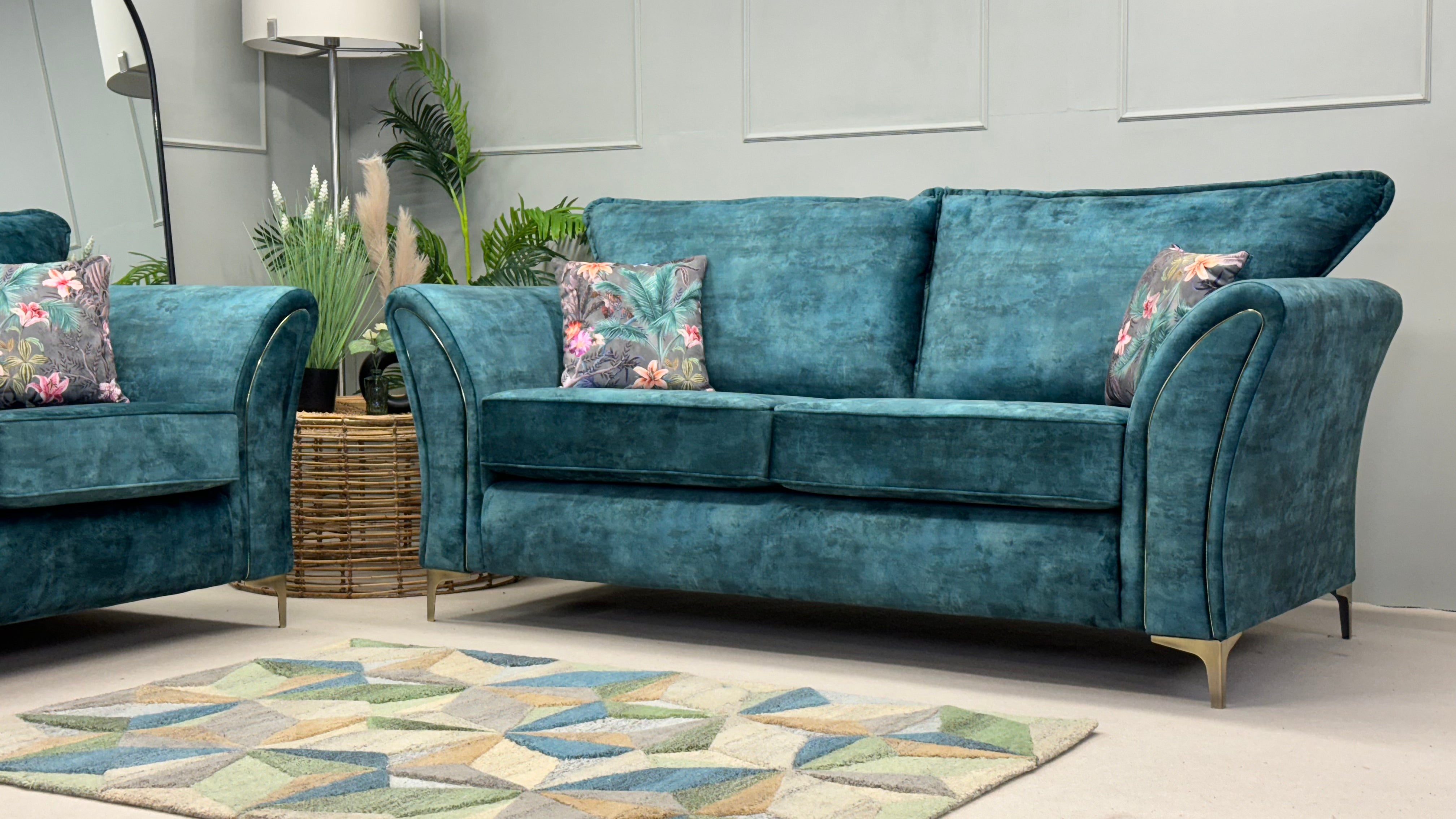Pasha 3 & 2 Seater Fabric Pipe Detail Sofa - Made For You