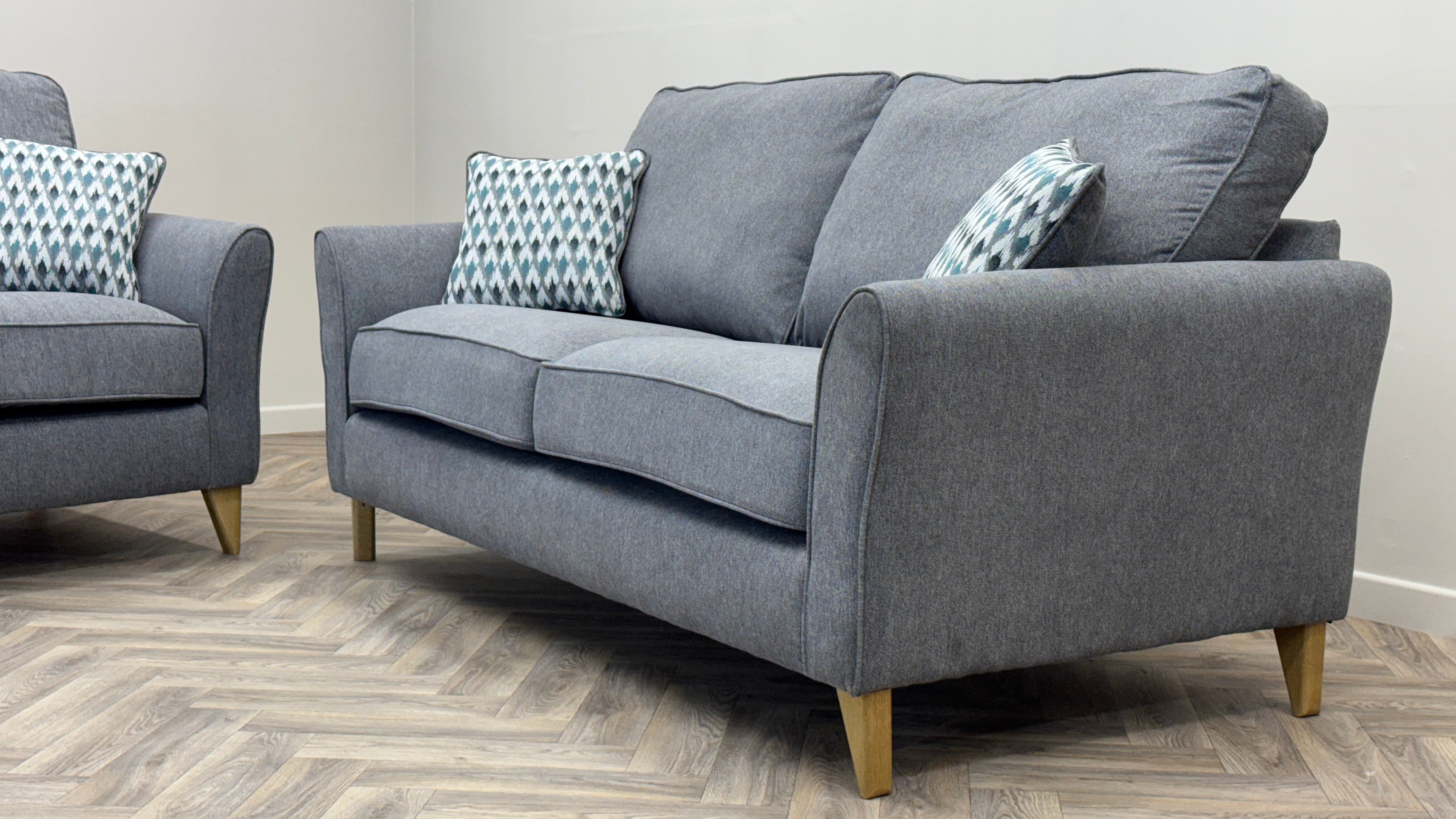 Jasmin 3 & 3 Seater Sofa Grey Charcoal Fabric - Oak Furniture Land