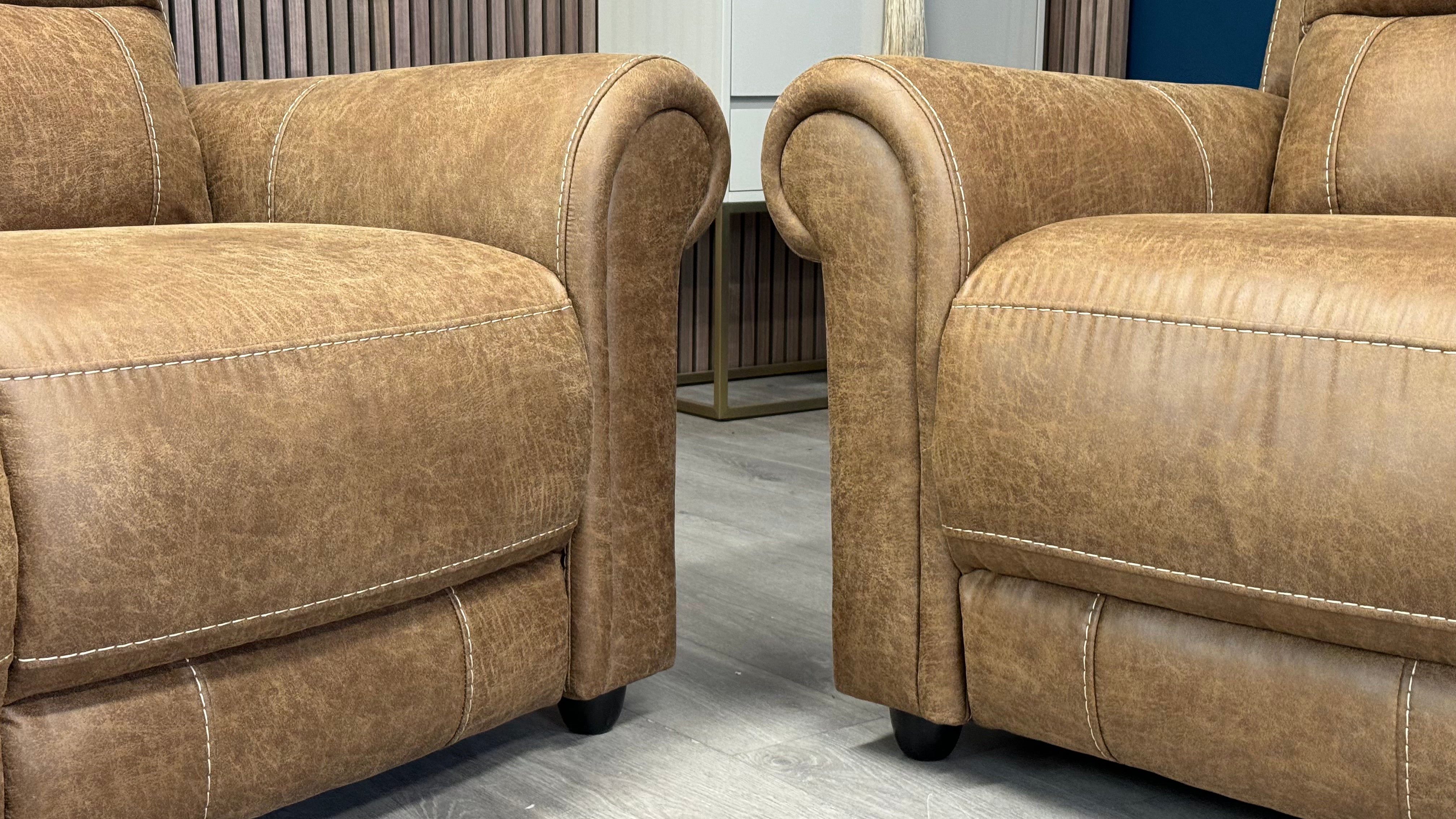 Colorado 2 & 3 Seater Tan Fabric High Back Sofa Set - Oak Furnitureland