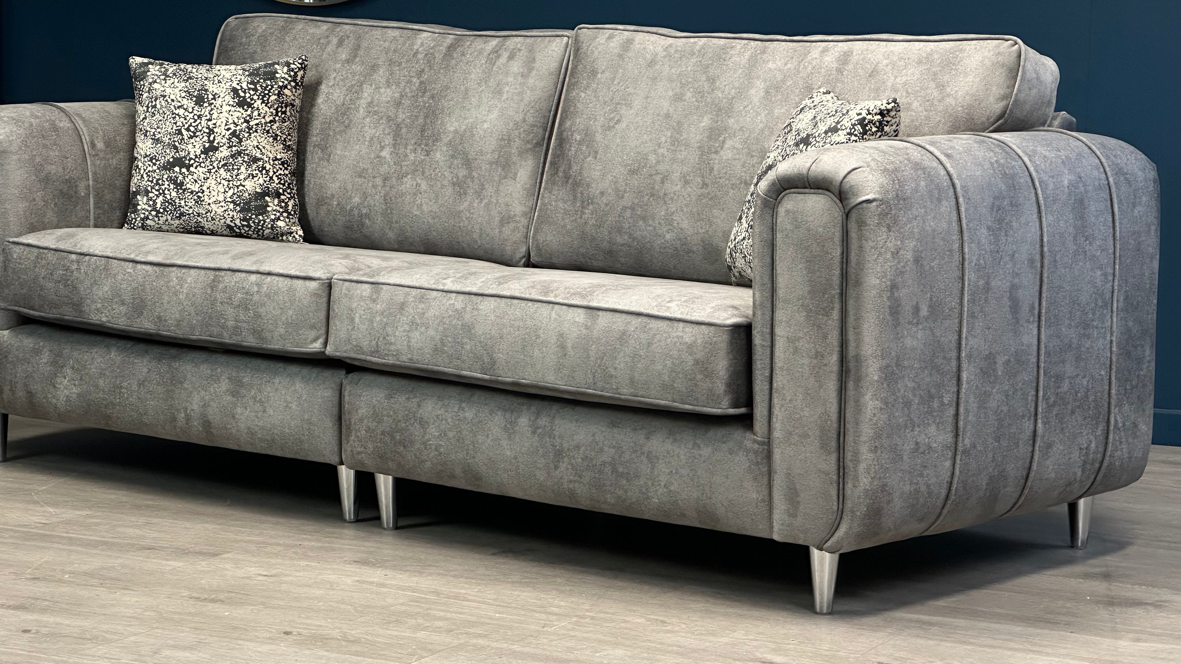 Roxy Day 4 Seater Loveseat Grey Designer Fabric Sofa Set