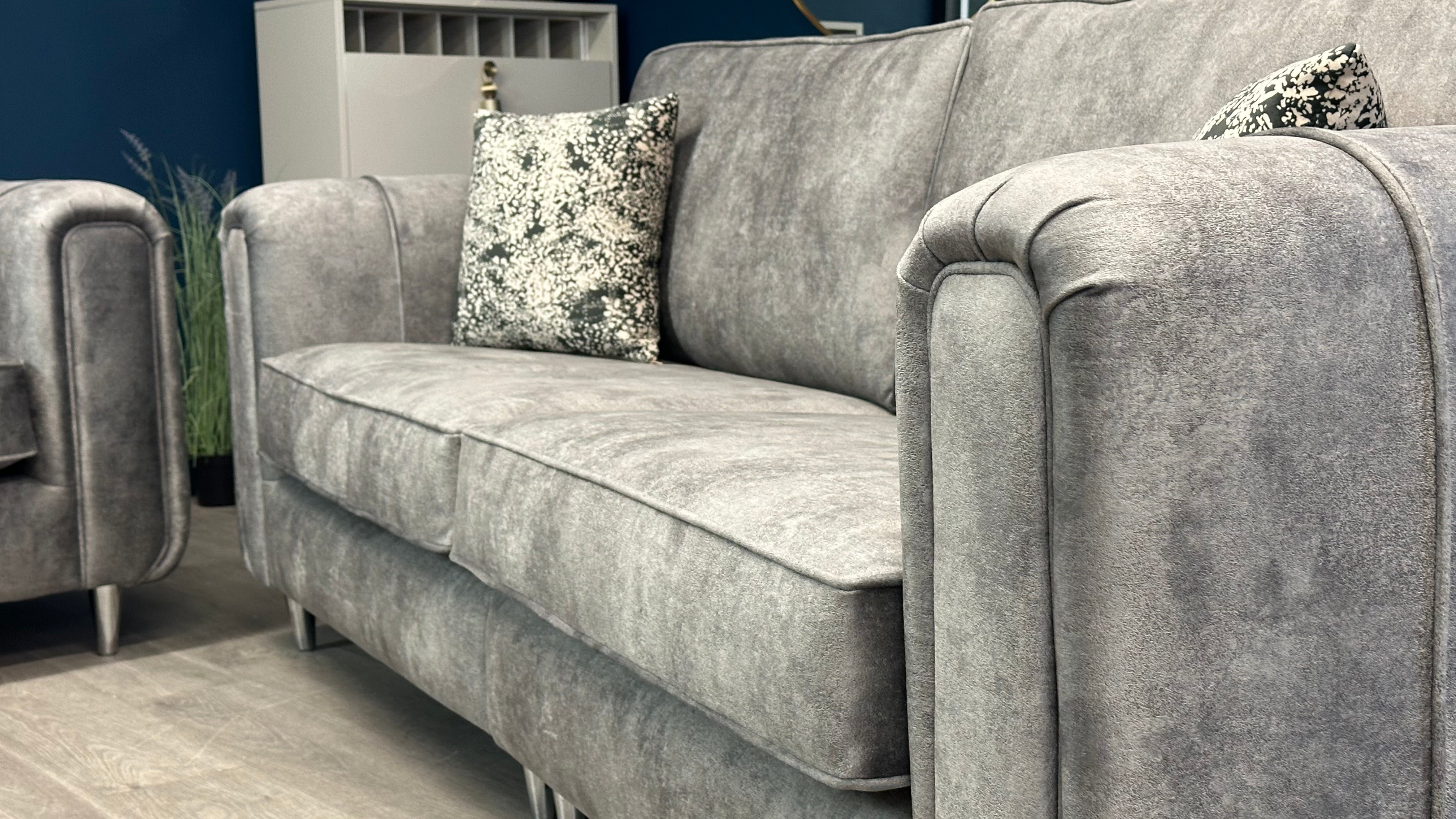 Roxy Day 4 Seater Loveseat Grey Designer Fabric Sofa Set