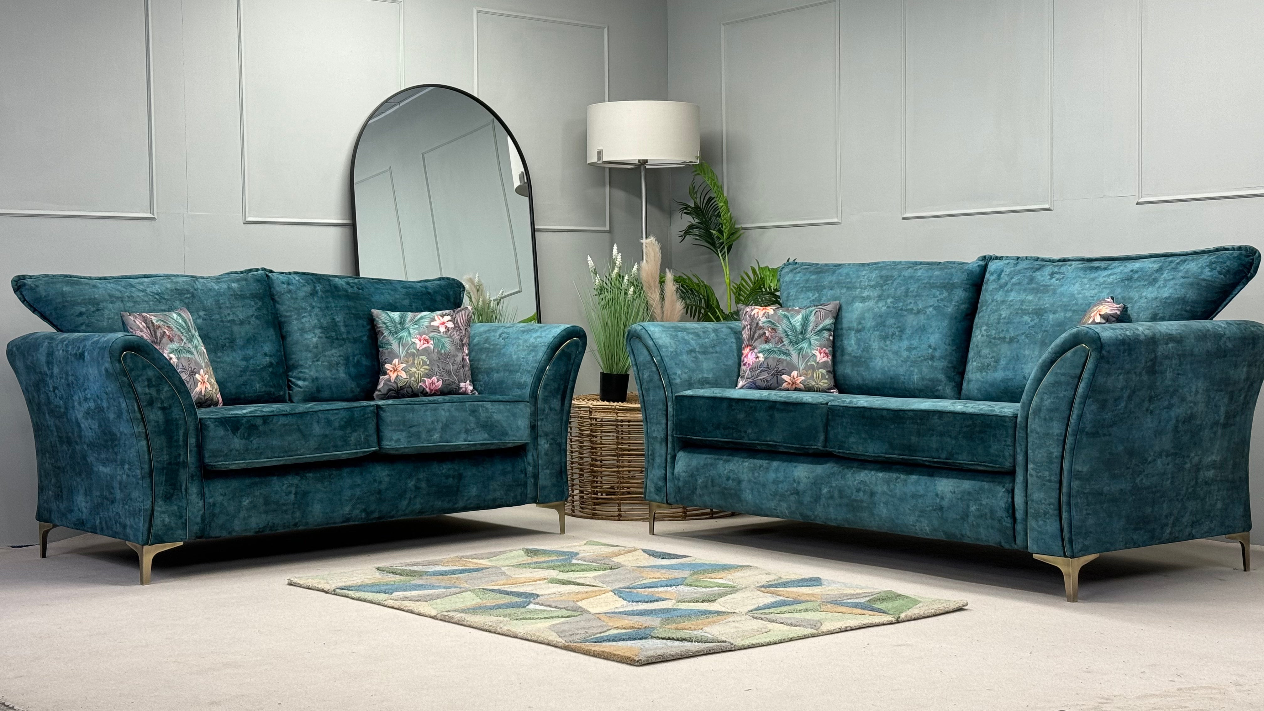 Pasha 3 & 2 Seater Fabric Pipe Detail Sofa - Made For You