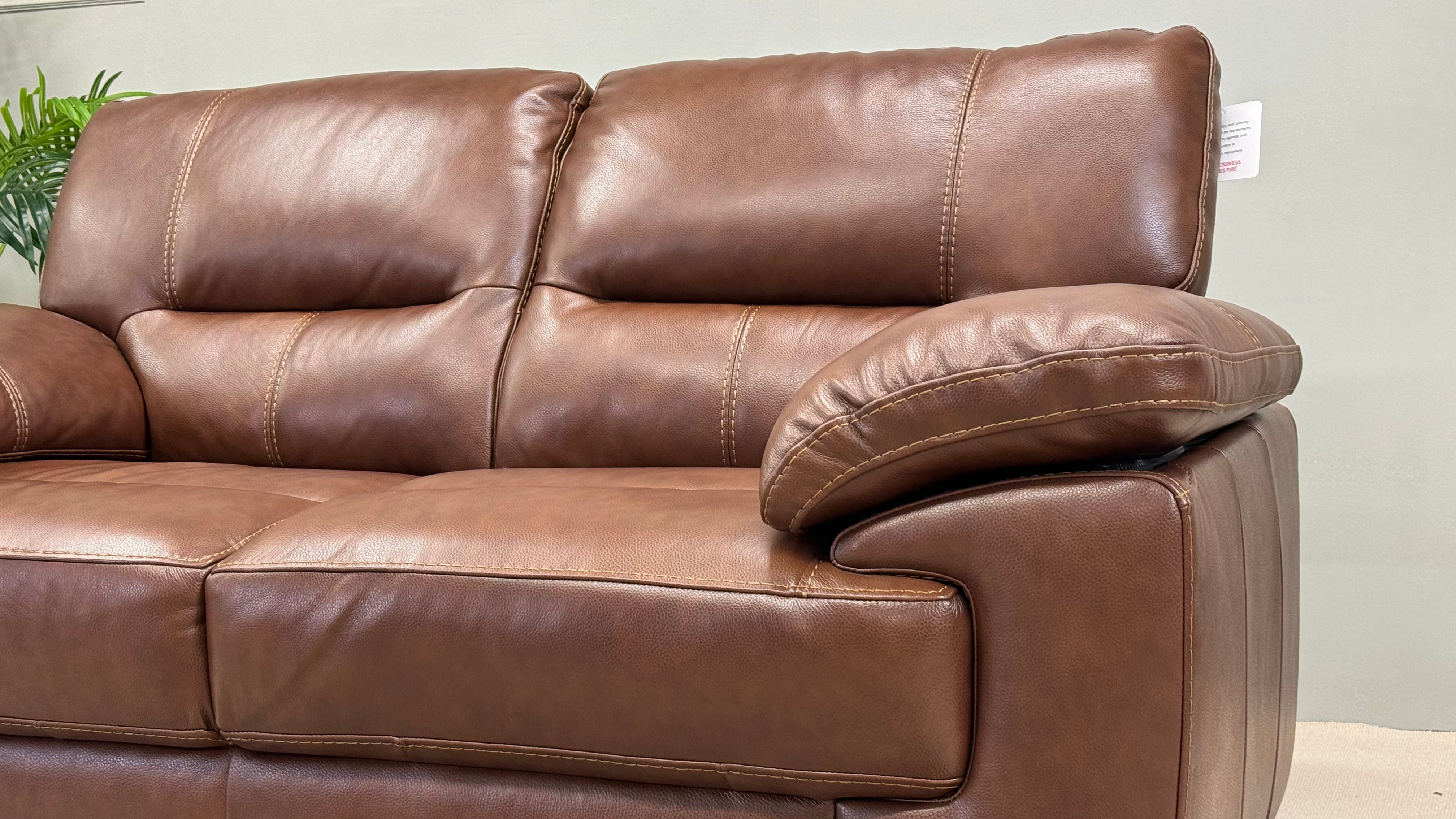 Arlington 2 Seater Tan Brown Leather Sofa - Oak Furnitureland