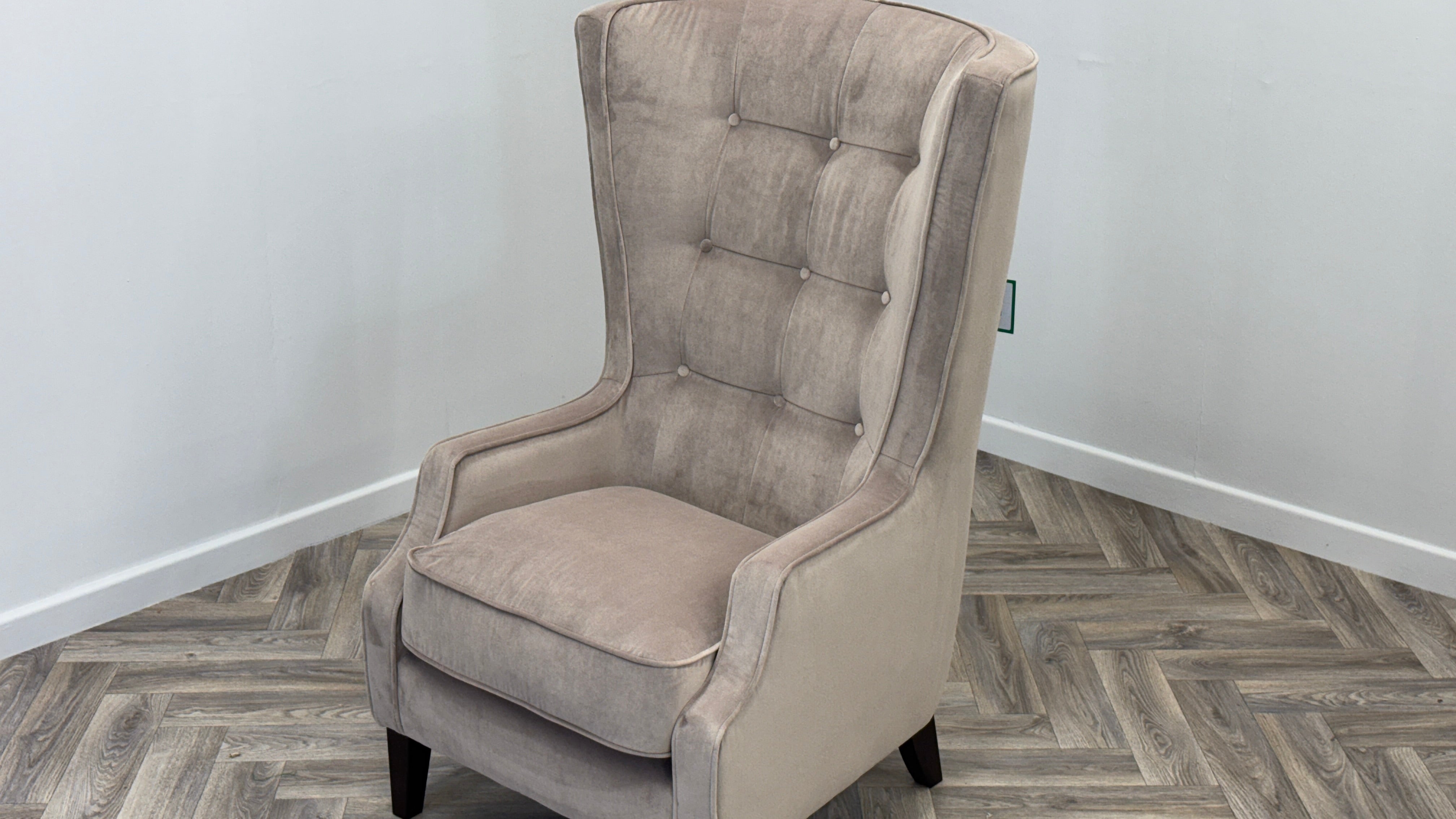 Throne Accent Chair High Back Aqua Clean Varenna Mink Fabric