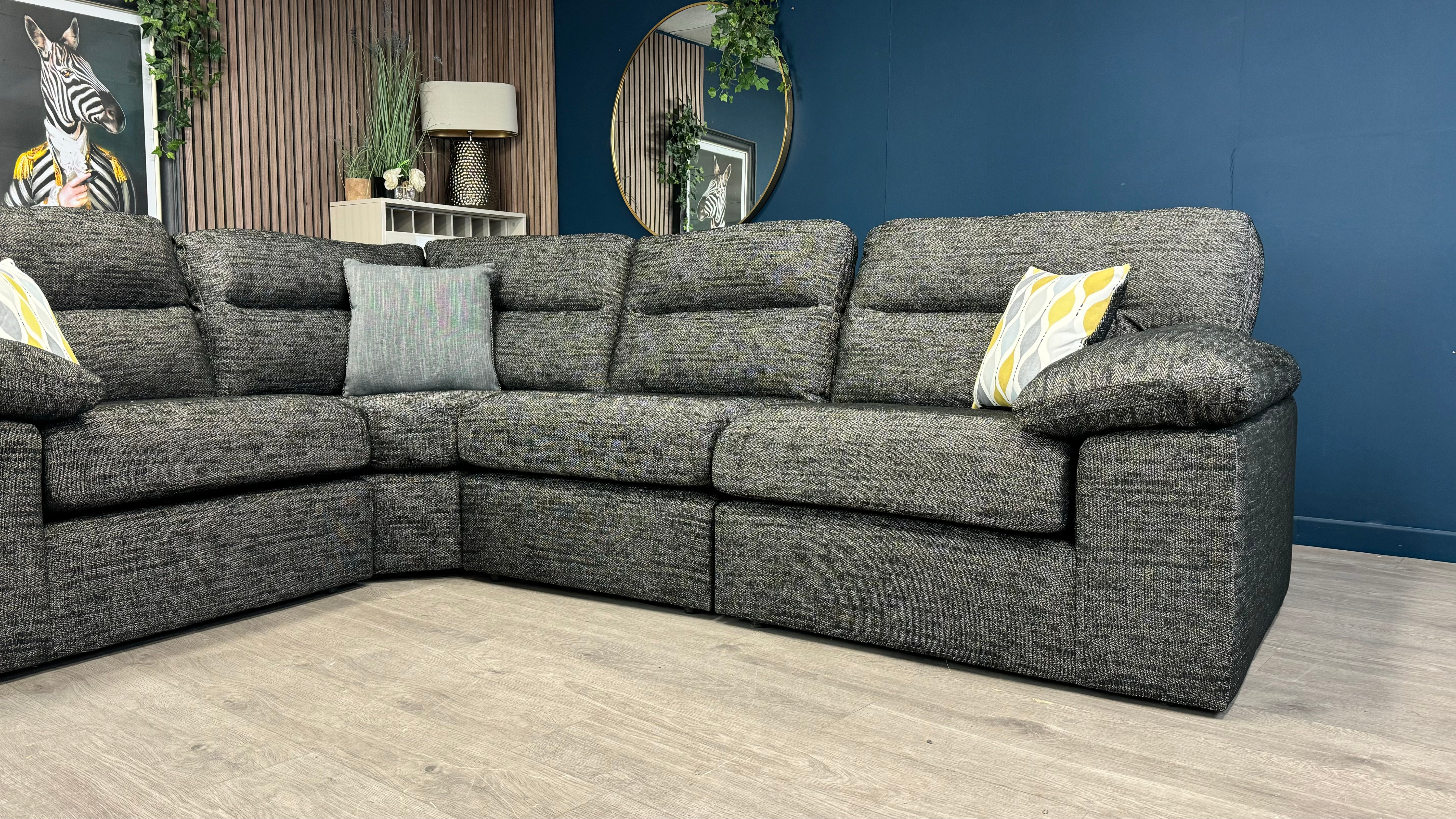 Grey corner sofa oak furniture deals land