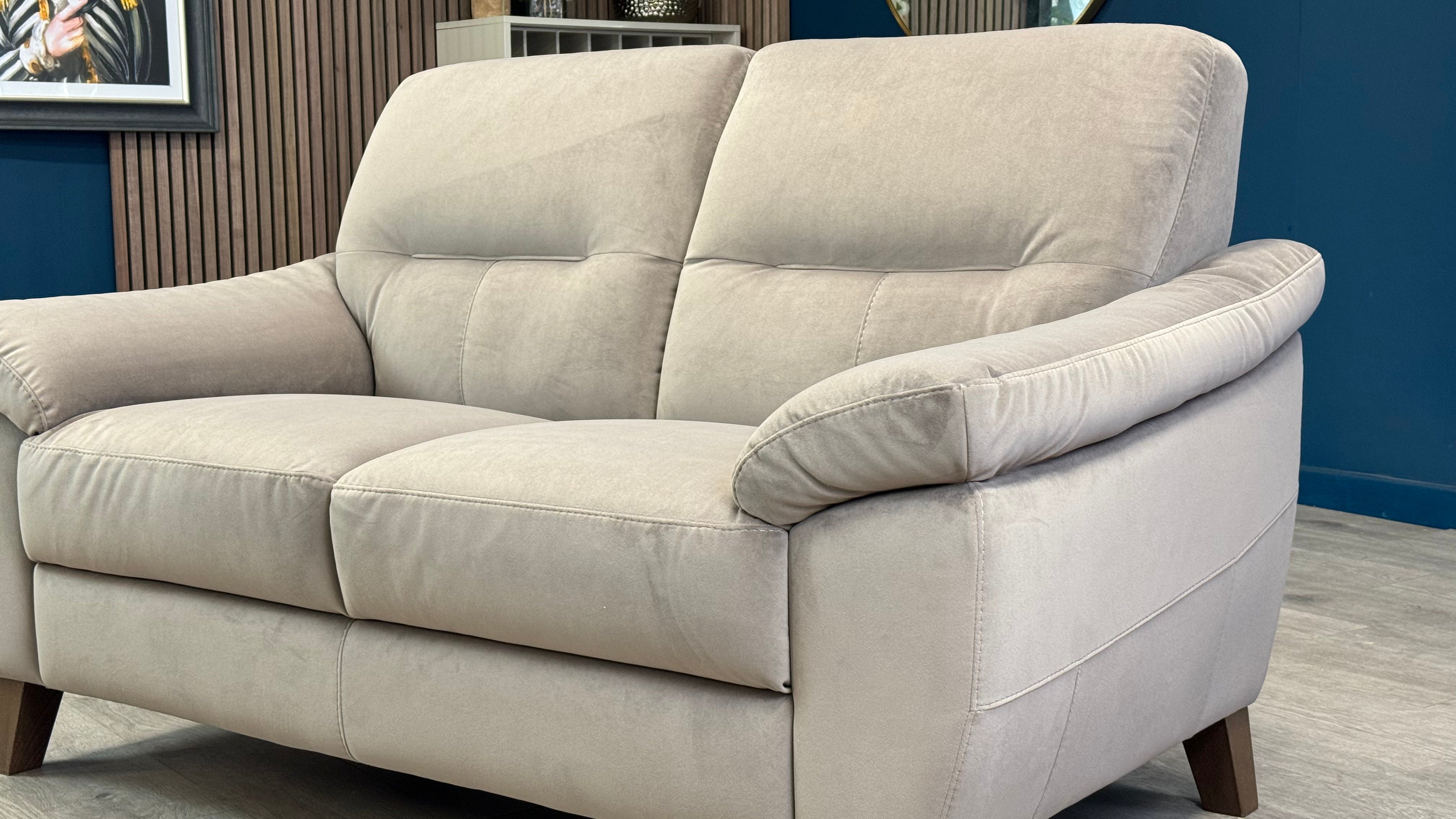 Salento 2 Seater Taupe Fabric Sofa - Oak Furnitureland