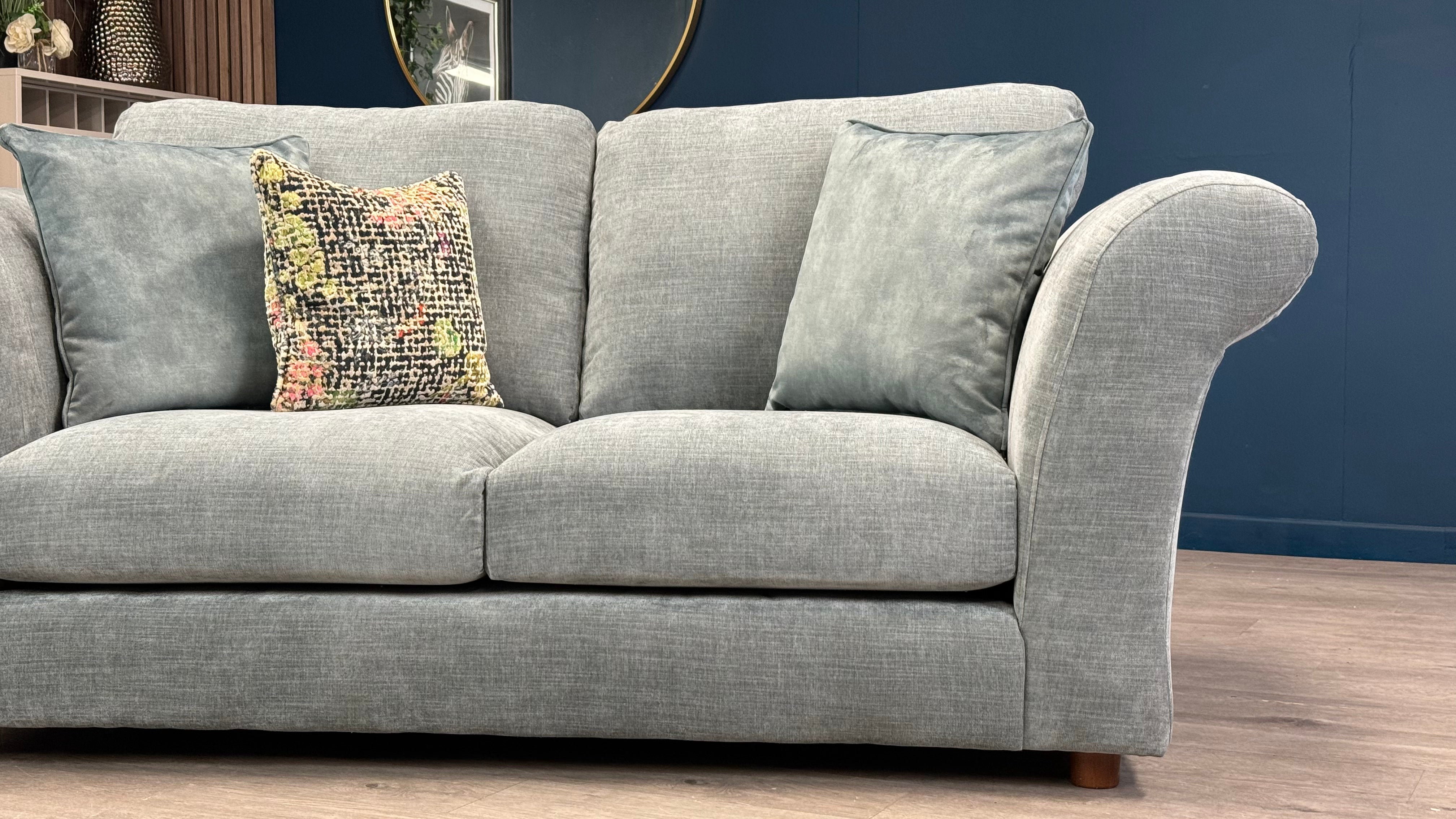 Amelie 2 Seater Sofa in Polar Grey Fabric with Grey Ash Feet - Oak Furnitureland