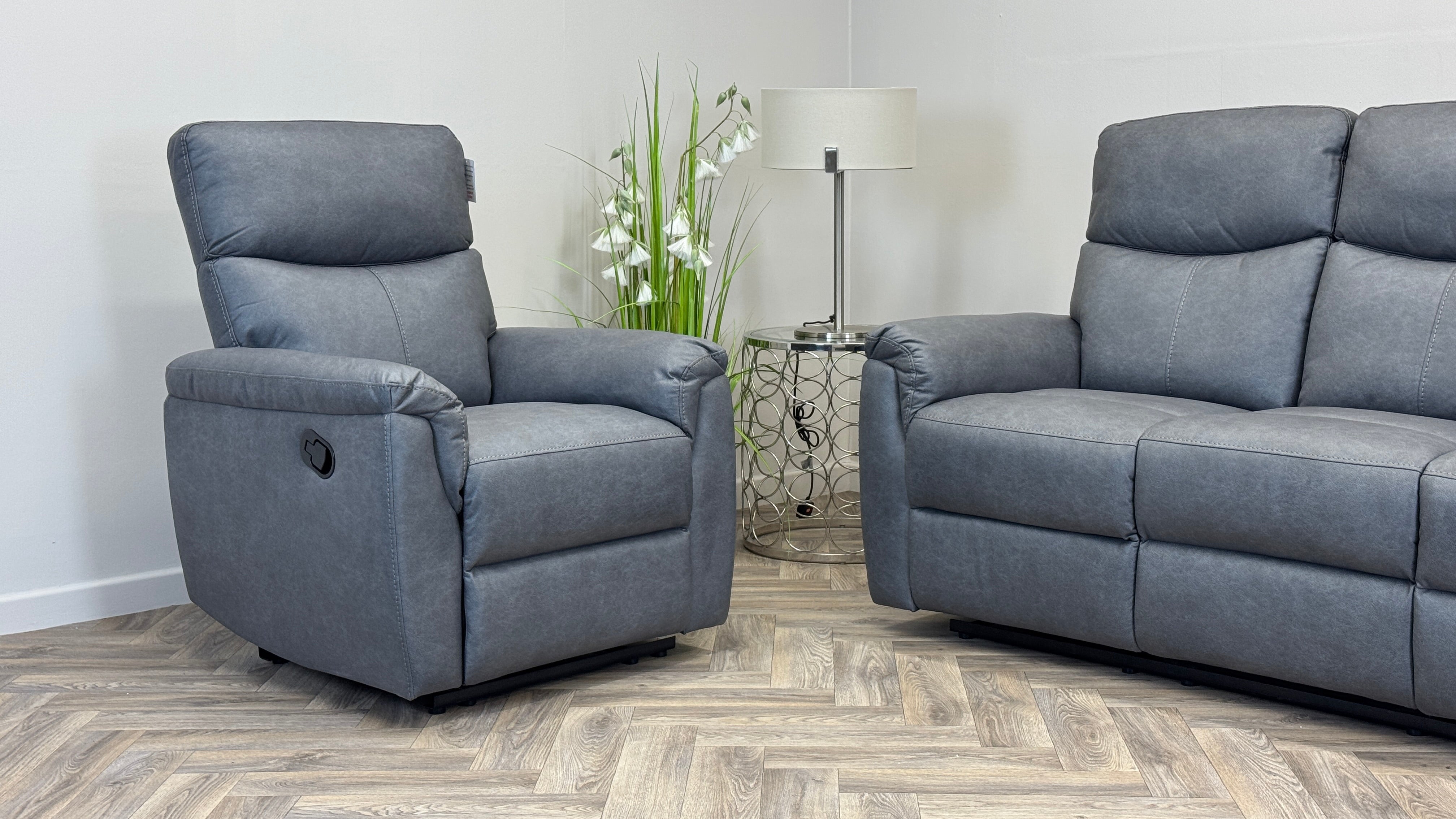 Leo 3 Seater & Chair Manual Recliner Sofa Set