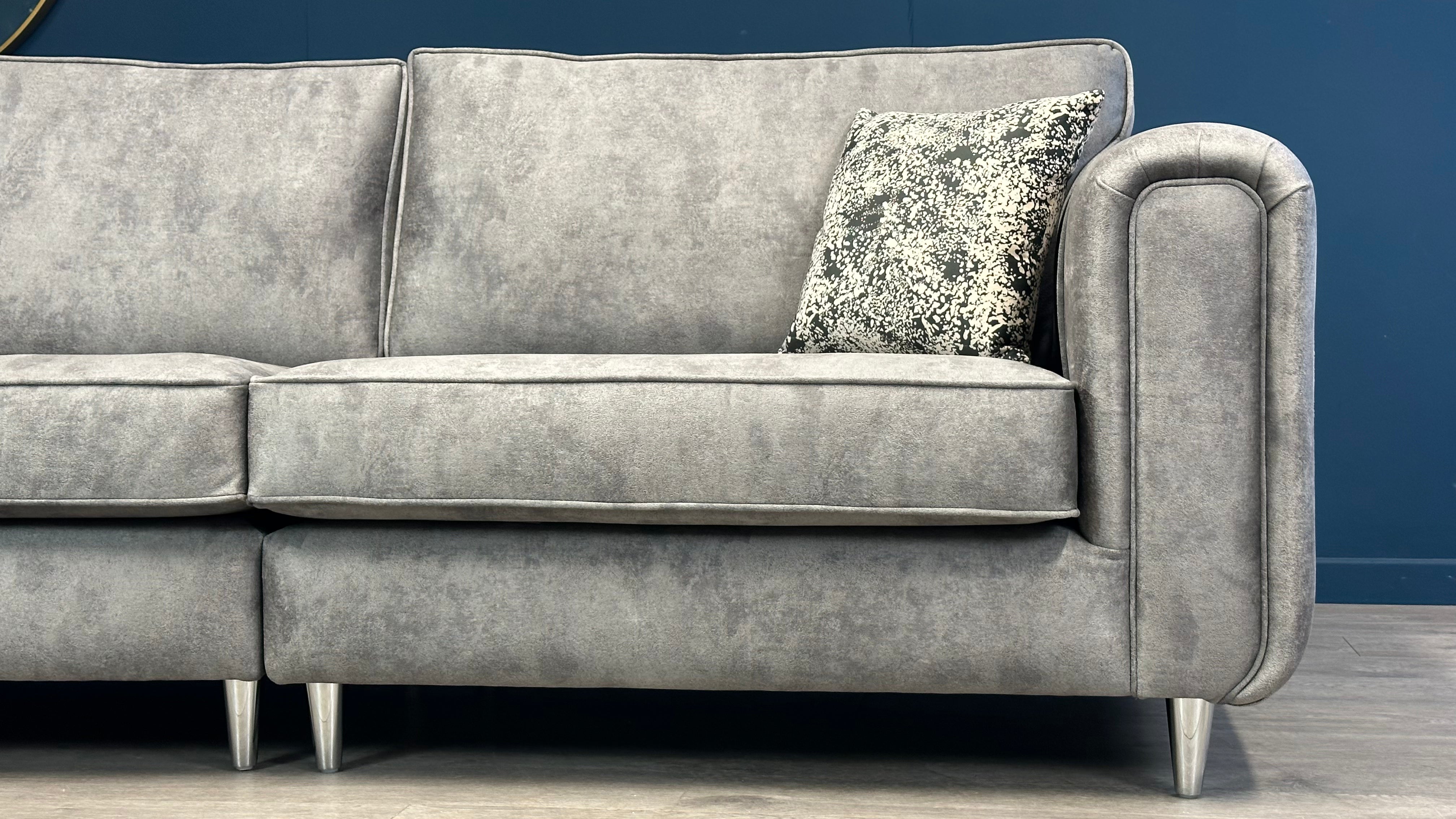 Roxy Day 4 Seater Loveseat Grey Designer Fabric Sofa Set
