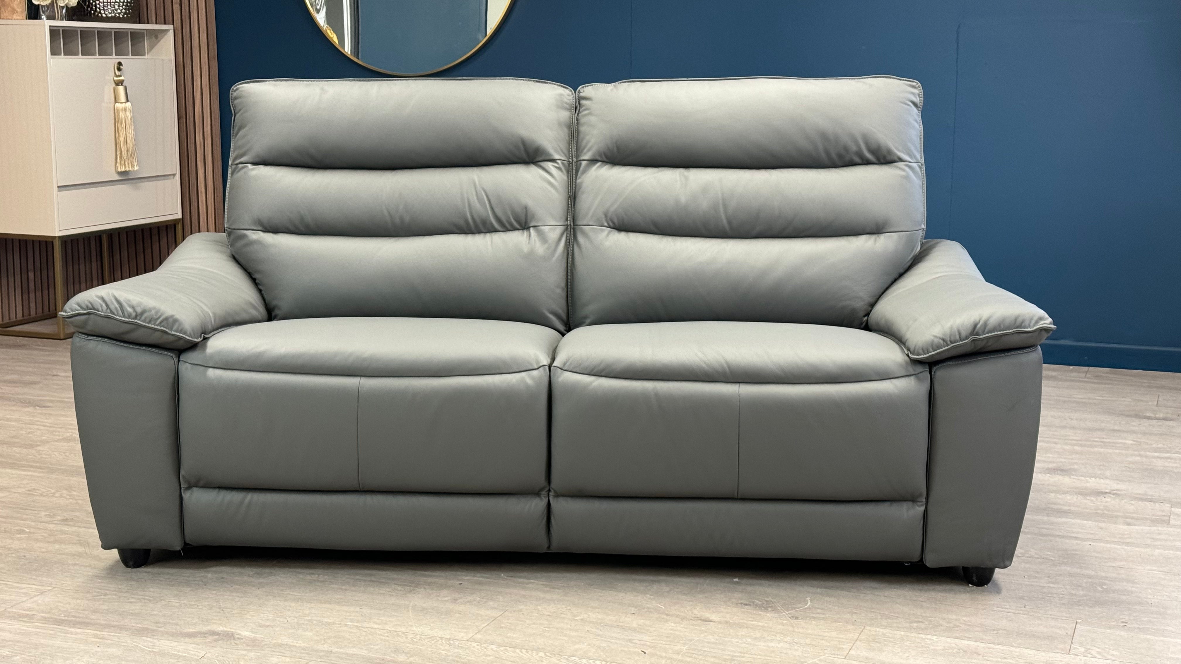 Grey leather 3 seater sofa sale