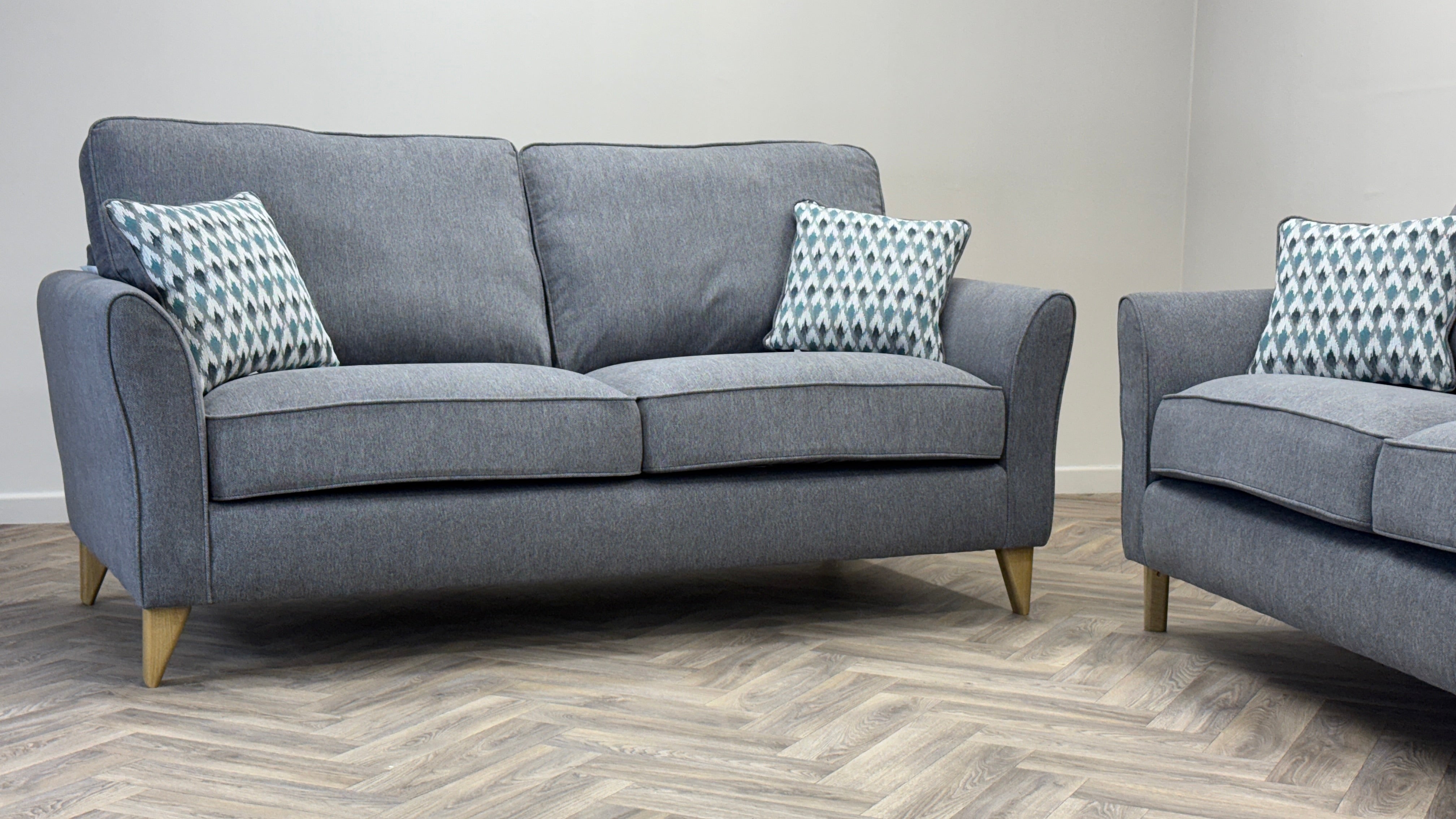 Jasmin 3 & 3 Seater Sofa Grey Charcoal Fabric - Oak Furniture Land