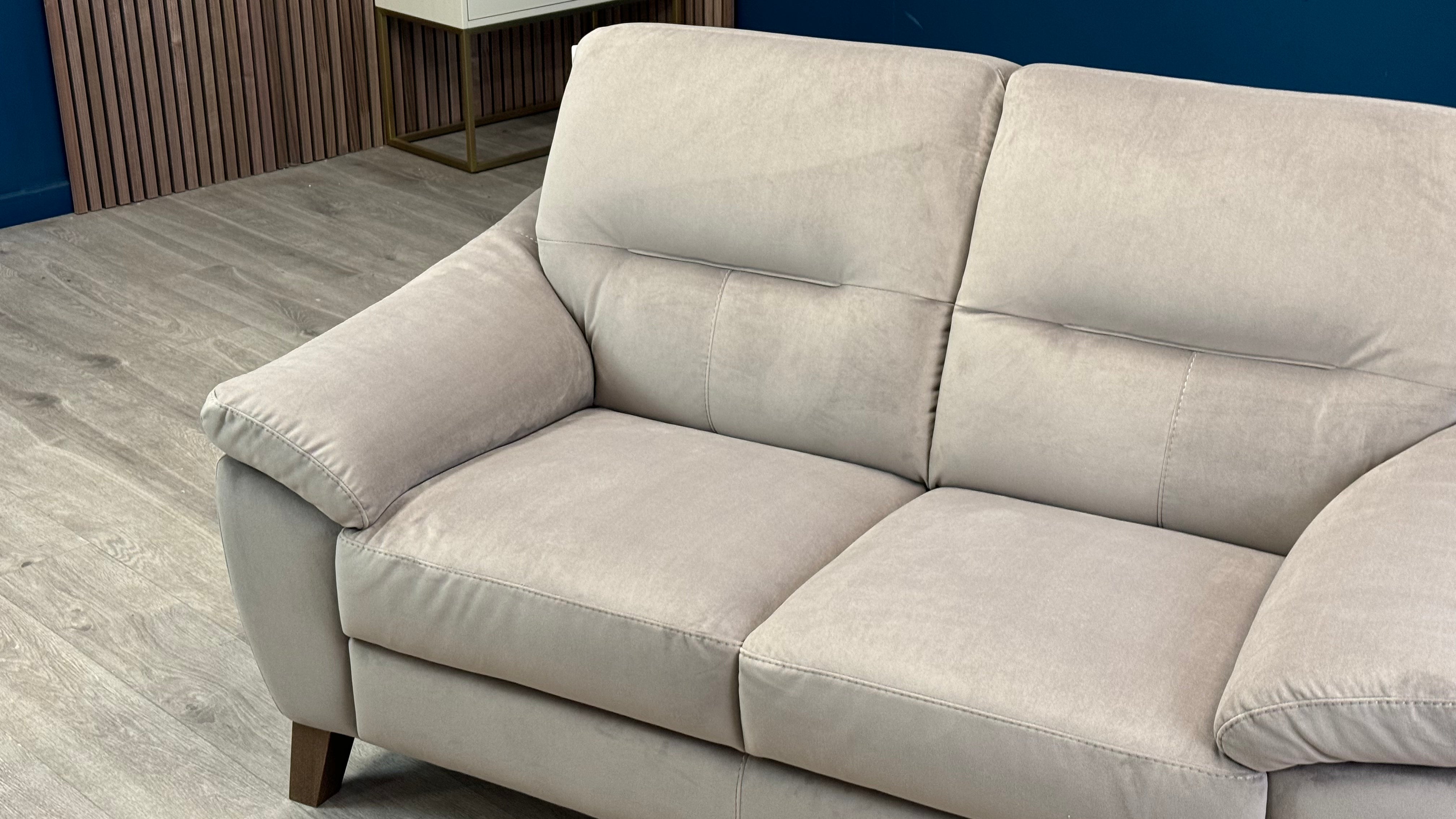 Salento 2 Seater Taupe Fabric Sofa - Oak Furnitureland