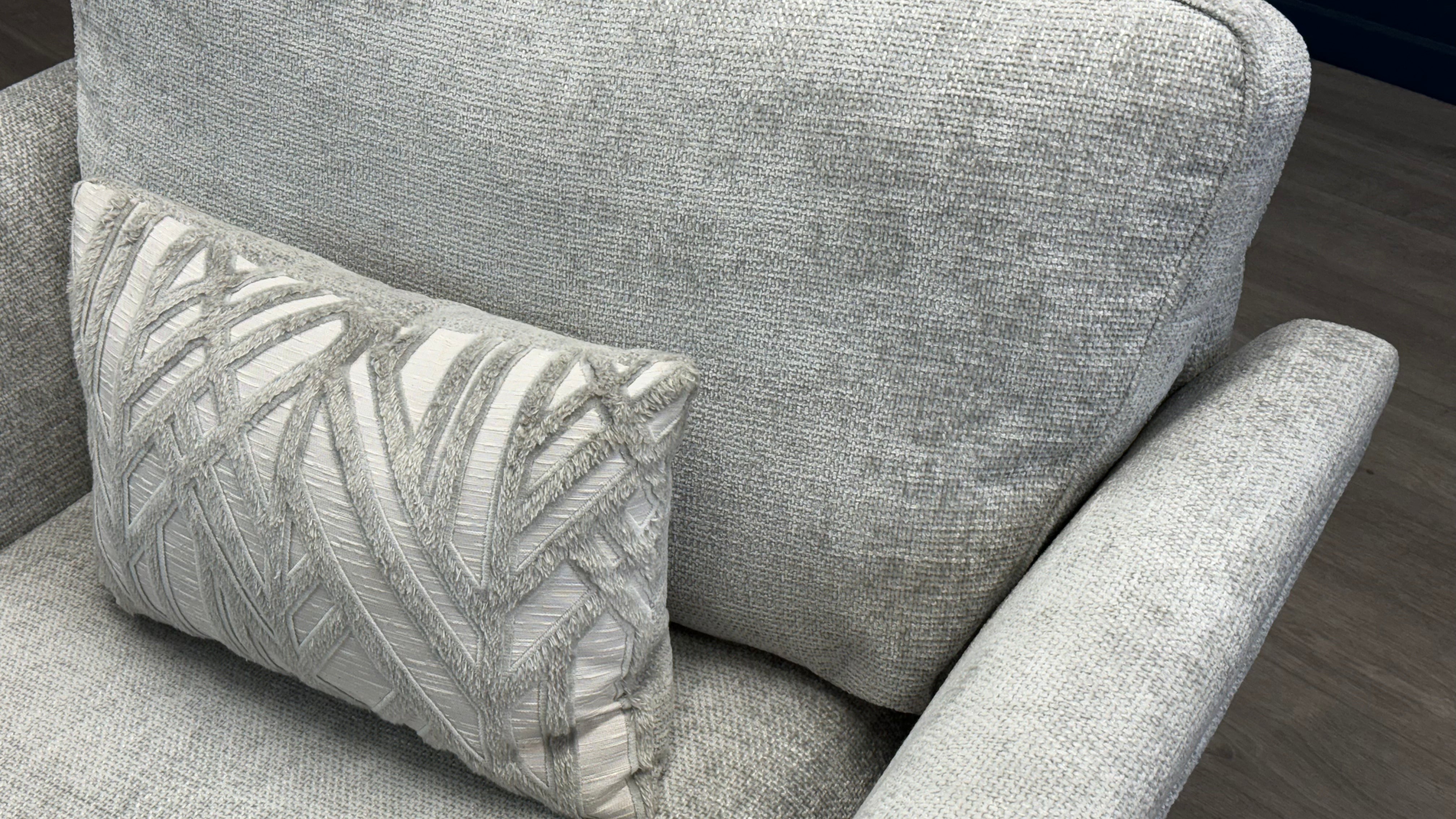 Carrington Loveseat Chair Grey Fabric Oak Furnitureland