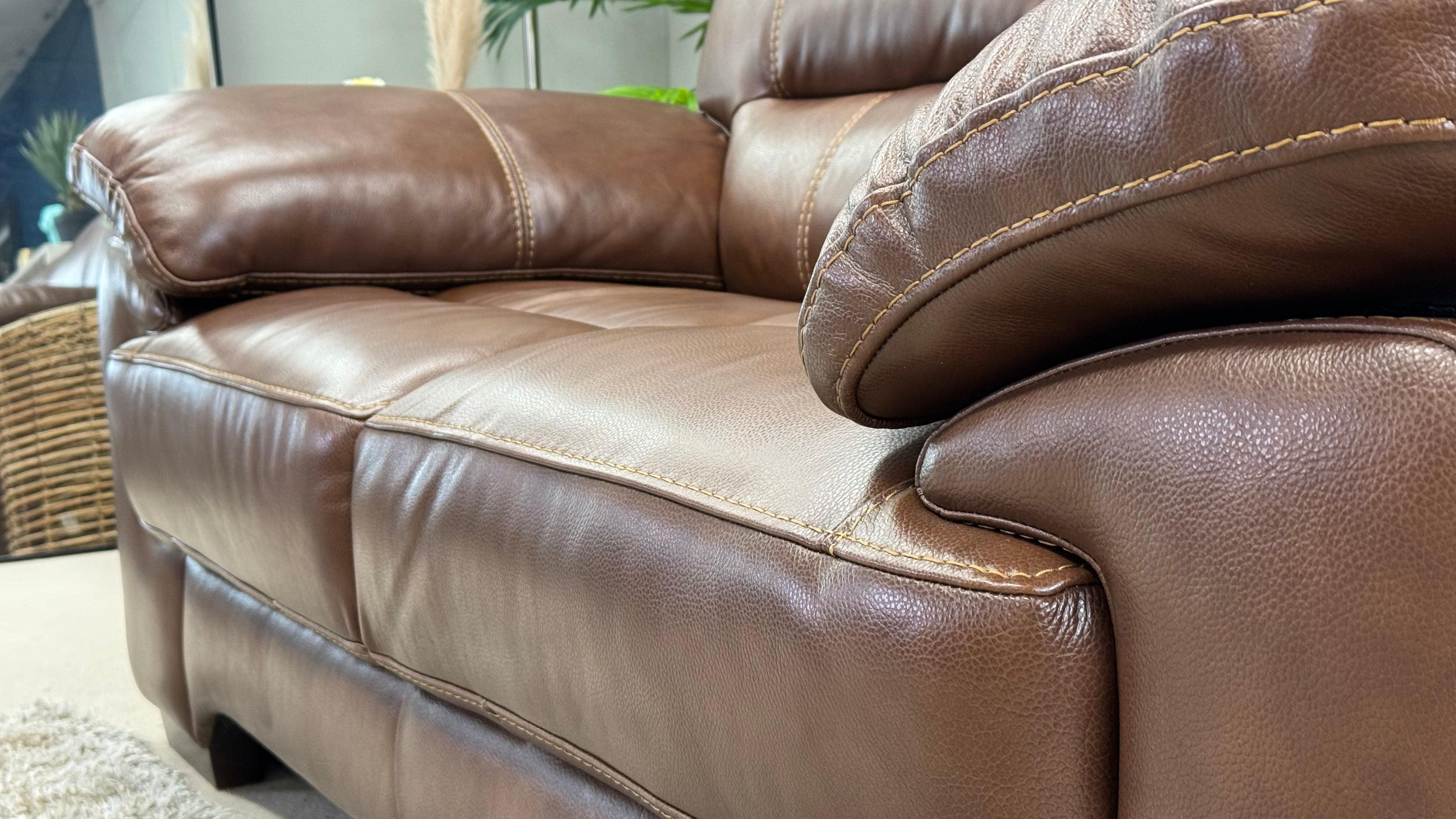 Arlington 2 Seater Tan Brown Leather Sofa - Oak Furnitureland