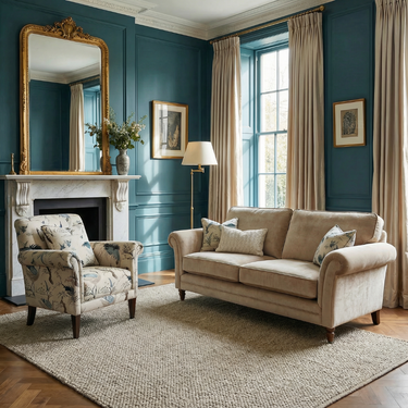 Yorkie Fabric Scroll Arm Accent Chair