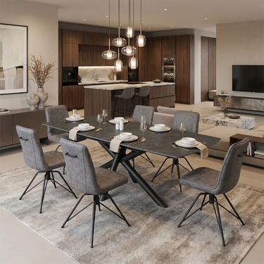 Avorio Charcoal Swivel Base Dining Chair