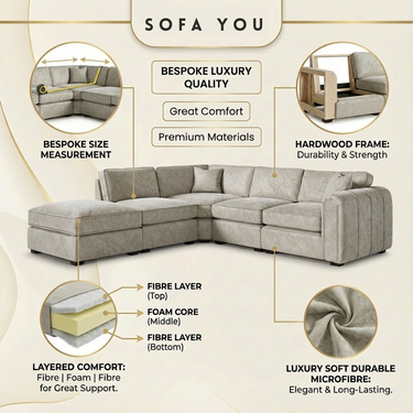 Roxy Night - 3 Corner 1.5 Terminal Footstool Fabric Sofa