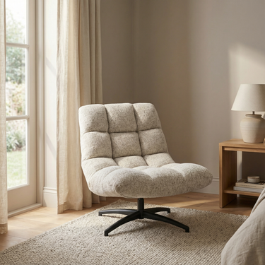 Chilham Natural Fabric Lounge Accent Swivel Chair