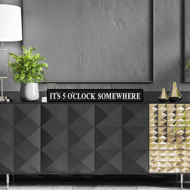 It's 5 O'Clock Somewhere Street Sign - Black & Silver