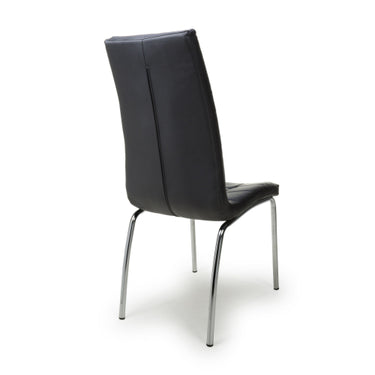 Jenner Leather Effect Black - Chrome Leg Dining Chair