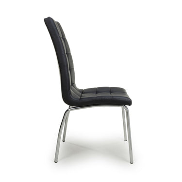 Jenner Leather Effect Black - Chrome Leg Dining Chair