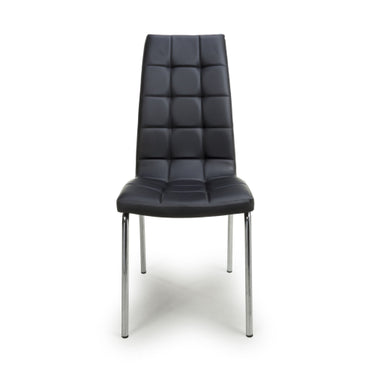 Jenner Leather Effect Black - Chrome Leg Dining Chair