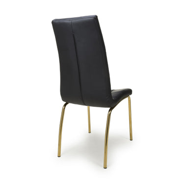 Jenner Leather Effect Black - Gold Leg Dining Chair