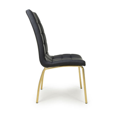 Jenner Leather Effect Black - Gold Leg Dining Chair