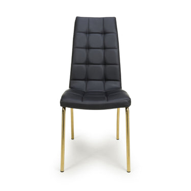 Jenner Leather Effect Black - Gold Leg Dining Chair