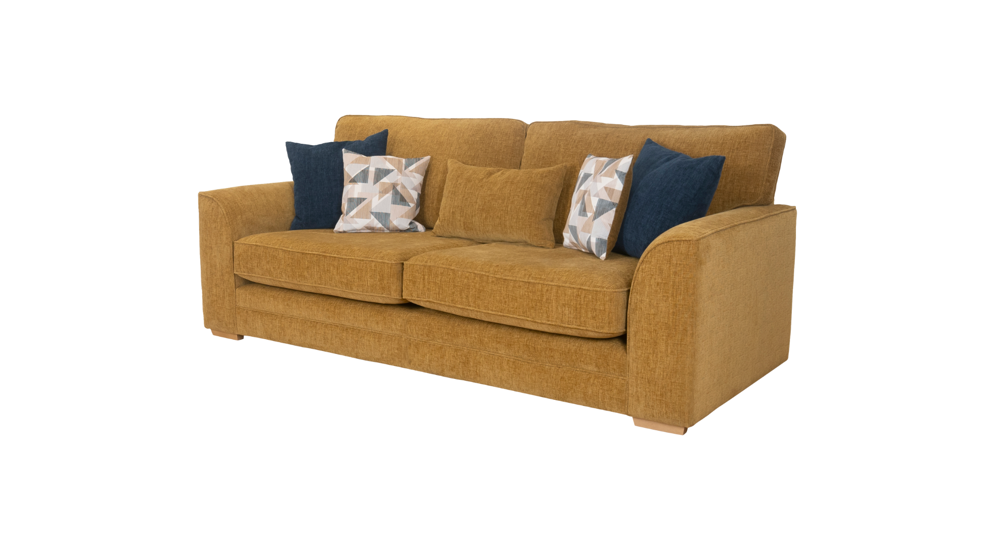 Jacob / Oscar Lebus 3 Seater Yellow Fabric Sofa