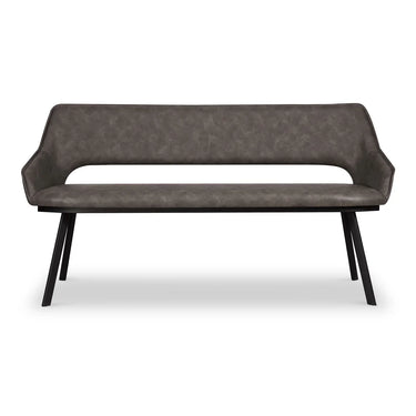 Sienna Distressed Dark Grey Leather Effect Dining Bench