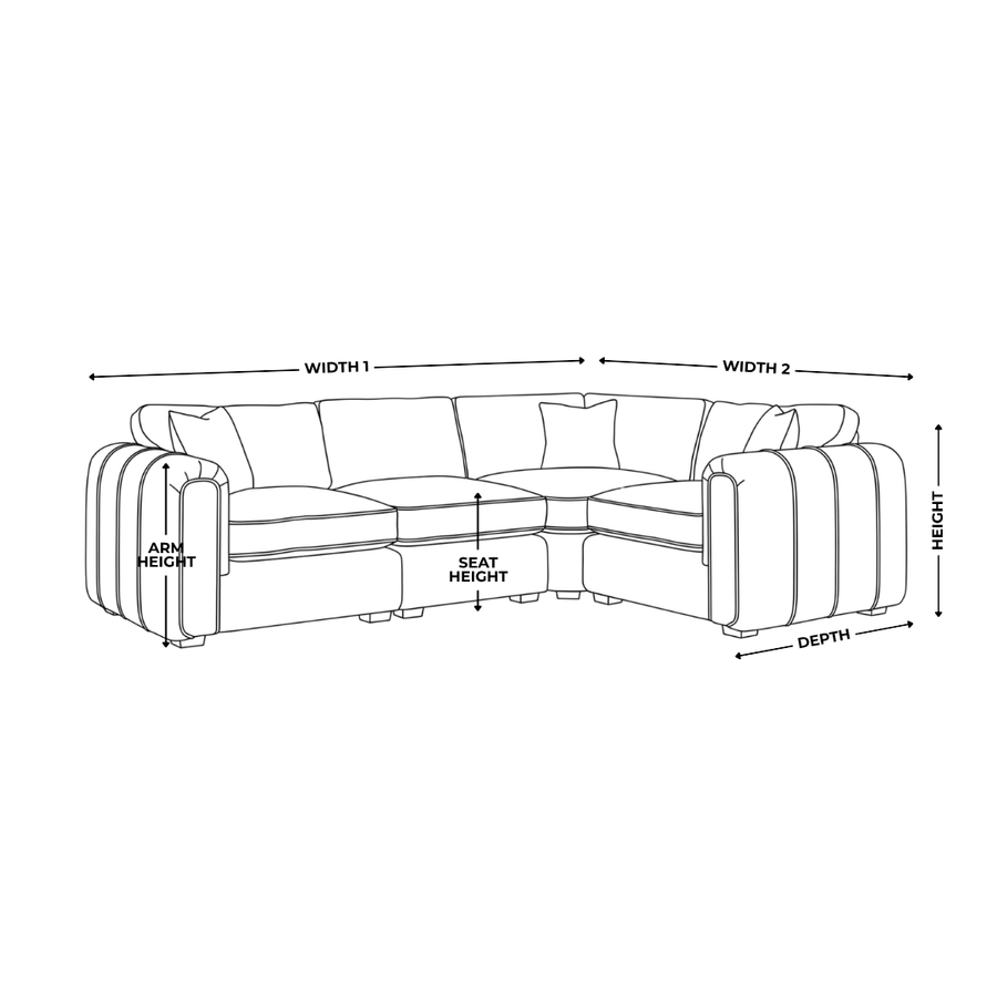 Dimension diagram for Roxy Night - 3 Corner 1.5 Fabric Sofa