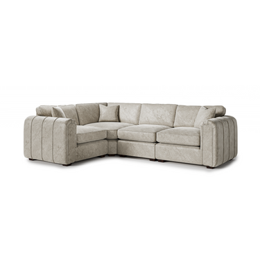 Roxy Night 1.5 corner 3 fabric sofa in light beige with modern design and plush cushions for comfortable seating