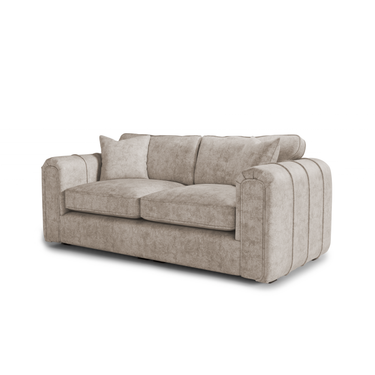 Roxy Night 3 seater sofa in beige fabric with plush cushions and rounded armrests for comfortable seating