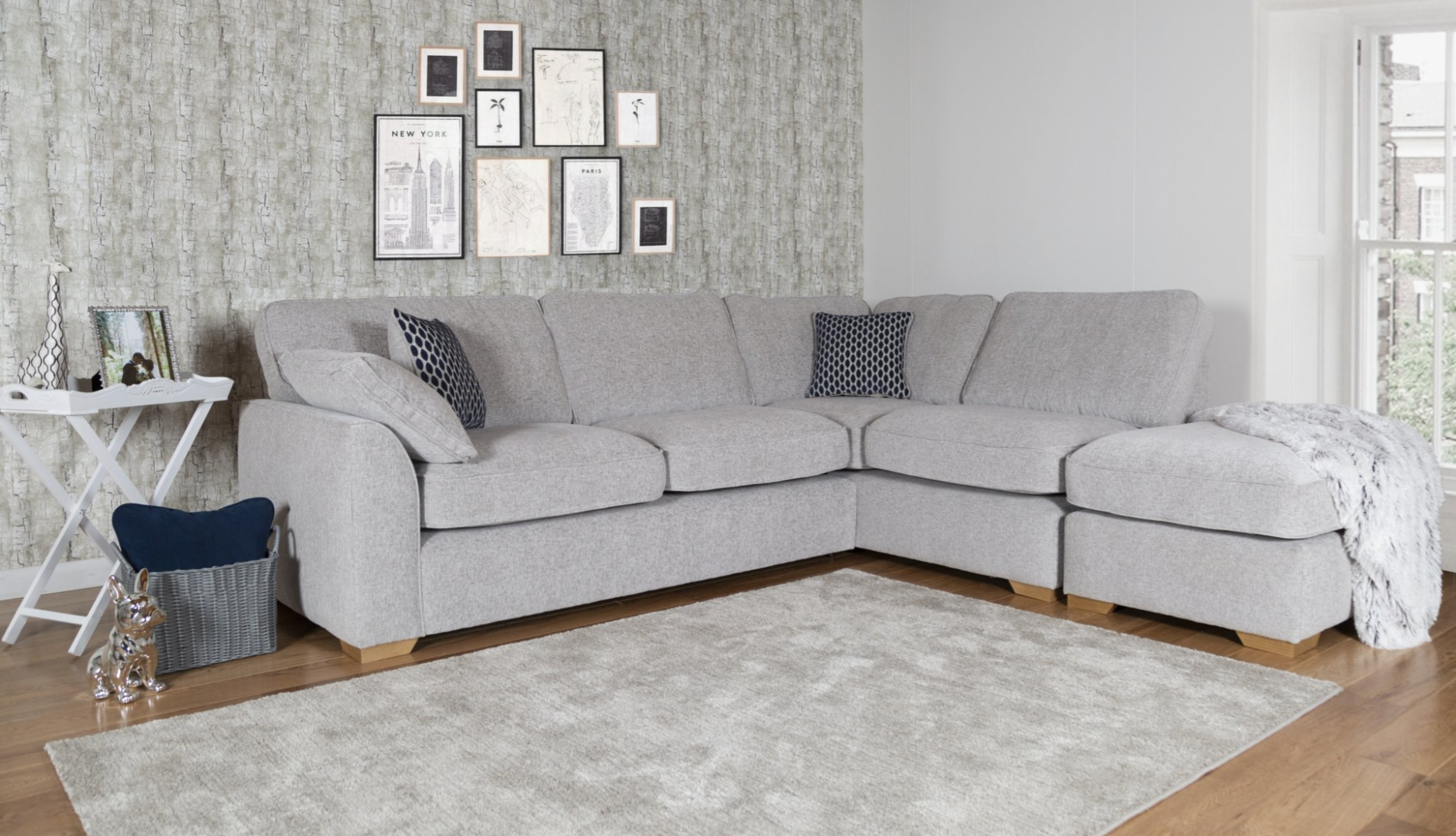 Dfs light outlet grey corner sofa