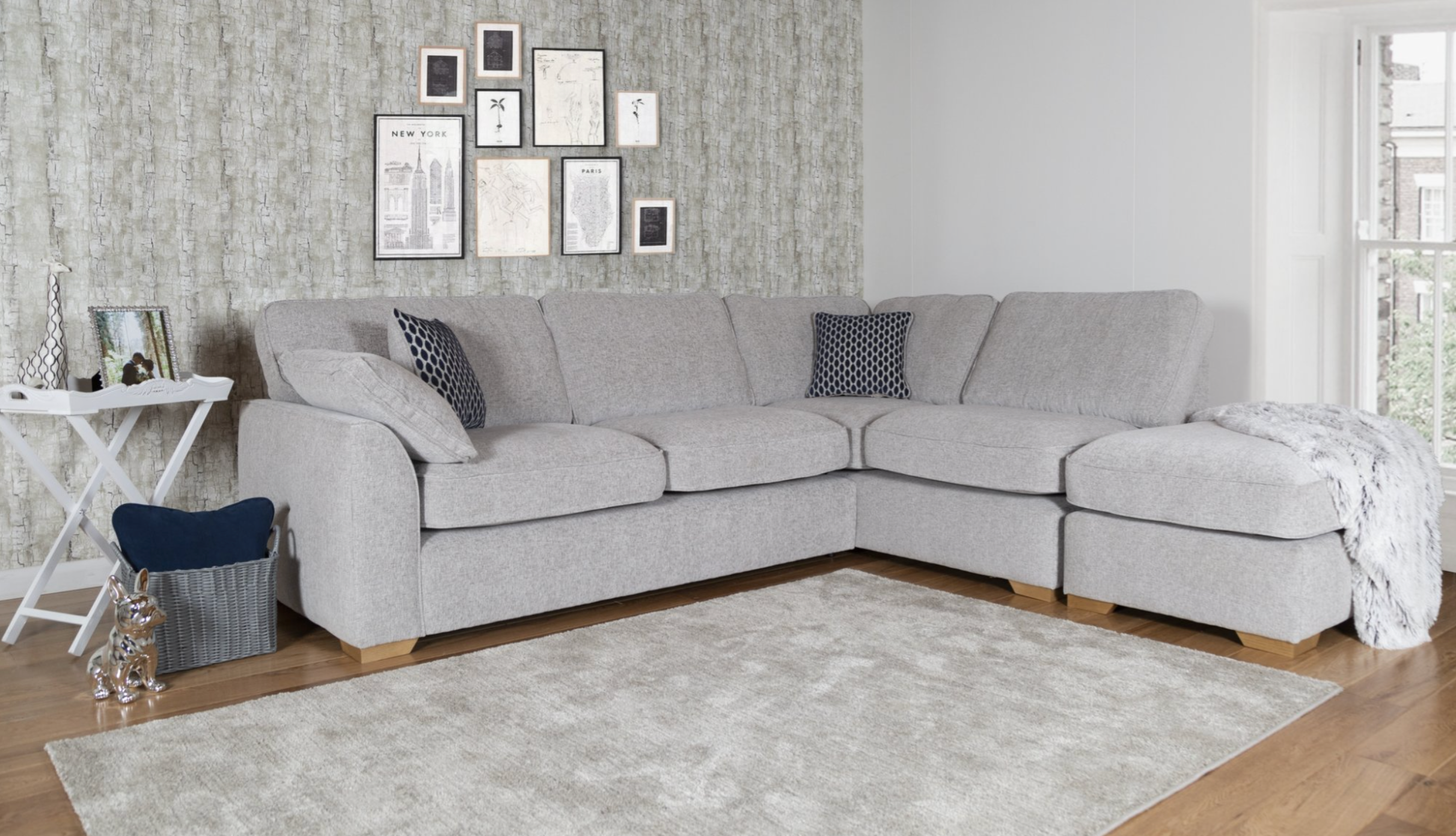 Dfs light deals grey corner sofa