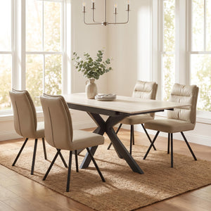 Table & 4 Stellan Taupe Chairs