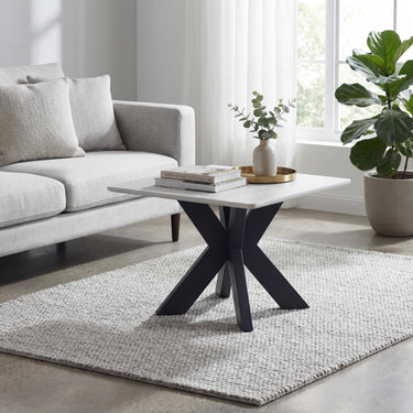 Amara Ivory End Table – styled in a room setting