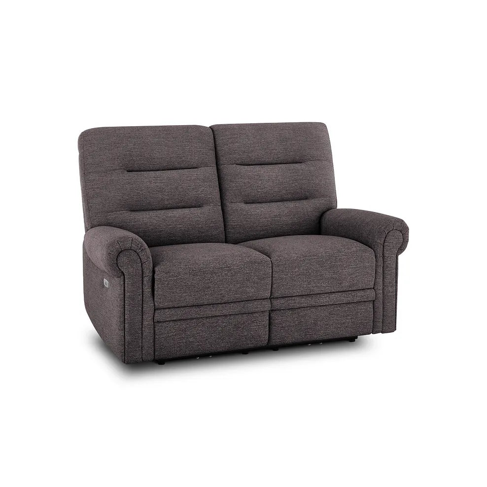 Eastbourne 2 Seater Andaz Charcoal Fabric Power Recliner Sofa - Oak Furnitureland