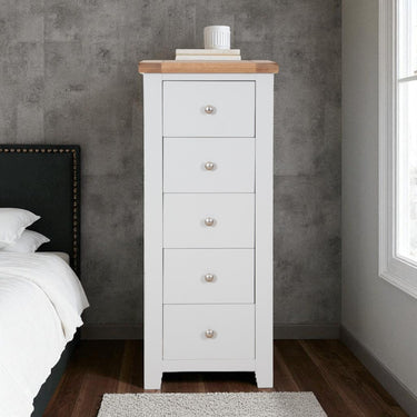 Ashby French Grey 5 Drawer Tall Chest of Drawers - view 3