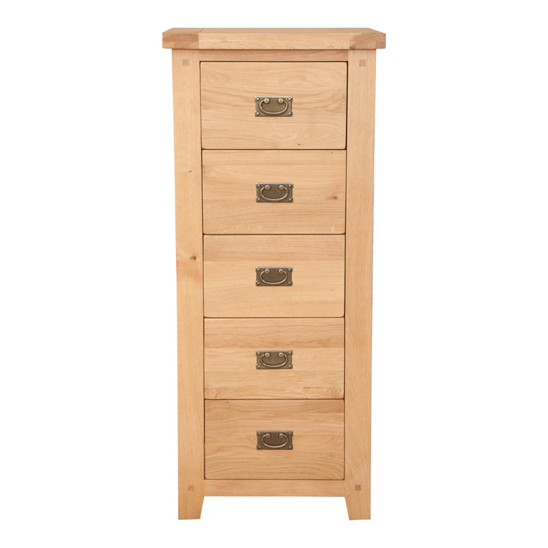 Ashby Natural 5 Drawer Tall Chest of Drawers