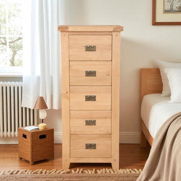 Ashby Natural 5 Drawer Tall Chest of Drawers - view 3
