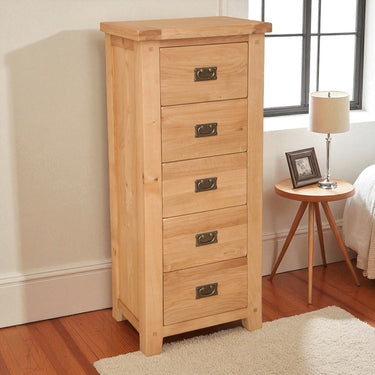 Ashby Natural 5 Drawer Tall Chest of Drawers - view 4