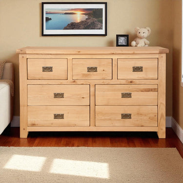 Ashby Natural 7 Drawer Wide Chest of Drawers - view 3
